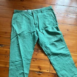 Men’s Lands’ End Spring Green Linen/Cotton Blend Chino Sz 40